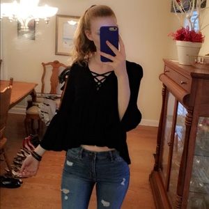 black cropped blouse